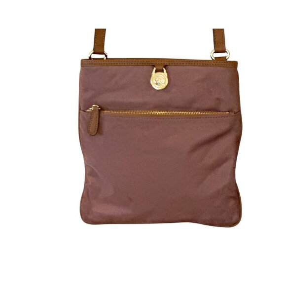 Michael Kors Handbags - Michael Michael Kors Women's  Kempton Nylon Leather Trim Crossbody Bag Brown